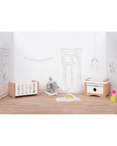 Комплект мебели за къща за кукли Goki - Бебешка стая - 2