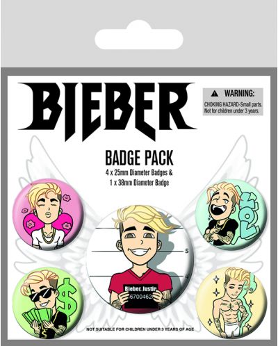Комплект значки Pyramid -  Justin Bieber (Emojis) - 1