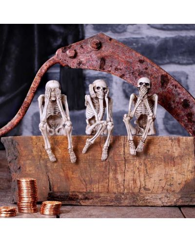 Комплект статуетки Nemesis Now Adult: Gothic - Three Wise Skeletons, 10 cm - 2