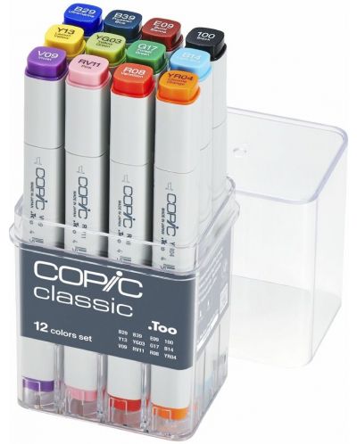 Комплект маркери Too Copic Classic - Основни тонове, 12 цвята - 1