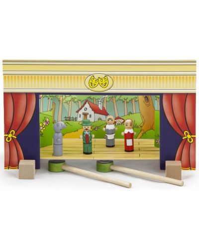 Комплект Viga - Дървен детски куклен театър с магнити, 4 приказки - 5