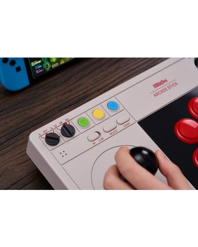 Безжичен контролер 8BitDo - Arcade Stick, бял (Nintendo Switch/PC) - 7