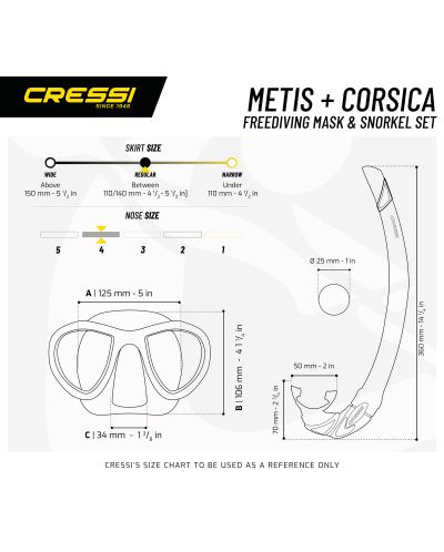 Комплект маска за гмуркане с шнорхел Cressi - Metis + Corsica Combo, син - 2