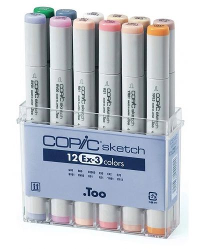 Комплект маркери Too Copic Sketch - EX-3, 12 цвята - 1