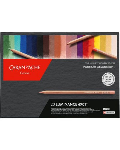 Комплект цветни моливи Caran d'Ache Luminance 6901 - 20 цвята, портрет - 1