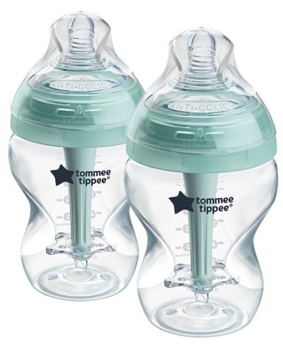 Комплект самостерилизиращи се бебешки шишета Tommee Tippee Anti-Colic+ - 2 х 260 ml