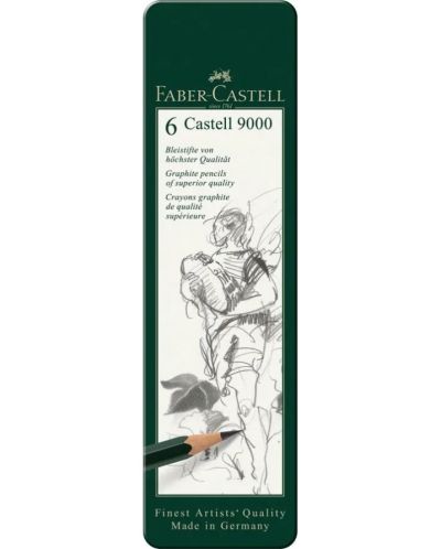 Комплект чернографитни моливи Faber-Castell 9000 - 6 броя - 1