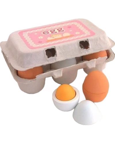 Комплект Smart Baby - Дървени яйца, 6 броя - 1