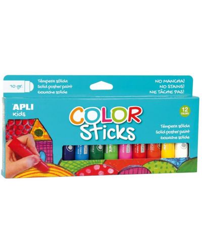Комплект боички за рисуване APLI Kids - Гваш стик, 12 пастелни цвята - 2