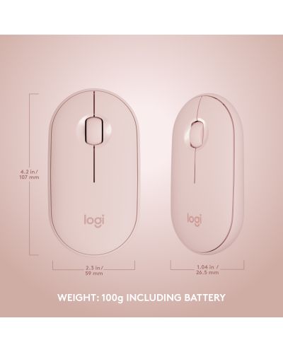 Комплект мишка и клавиатура Logitech - MK470 Slim Combo, безжични, rose - 10
