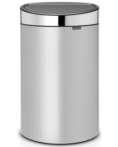 Кош за отпадъци Brabantia - Touch Bin New, 40 l, Metallic Grey, капак металик - 1
