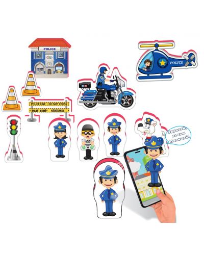 Комплект говорещи играчки Jagu - Полиция, 11 части - 2