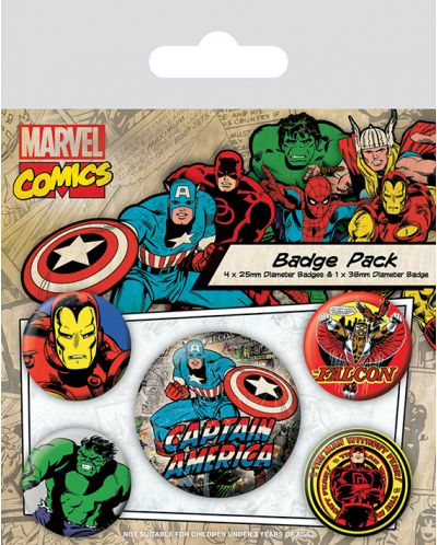 Комплект значки Pyramid Marvel: Captain America - Retro