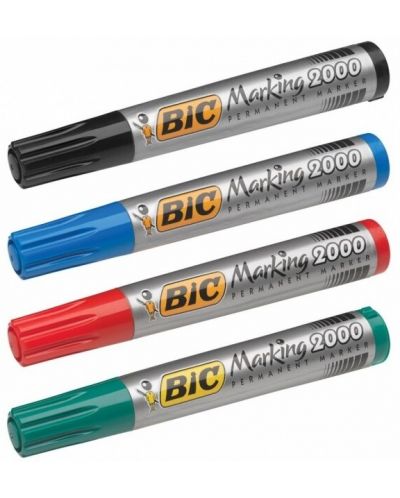 Комплект перманентни маркери BIC - Marking, объл връх, 4 броя - 1