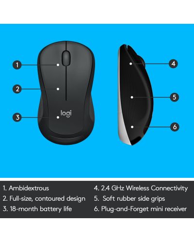 Комплект клавиатура и мишка Logitech - MK540 Advanced, безжичен, черен - 9