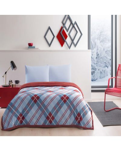 Комплект за спалня с одеяло TAC - Rialta, червен - 1