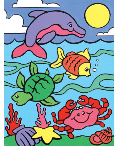 Комплект с акрилни бои Royal - Моята първа рисунка, морски животни, 22 х 30 cm - 1