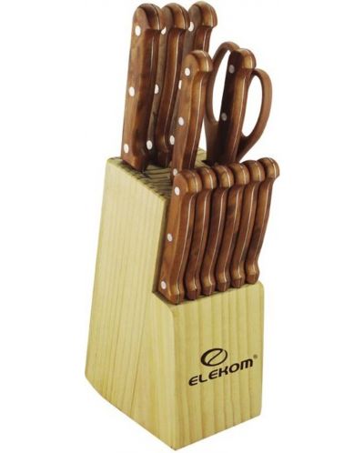 Комплект ножове Elekom - ЕК-13 BR, 13 части, кафяв - 1