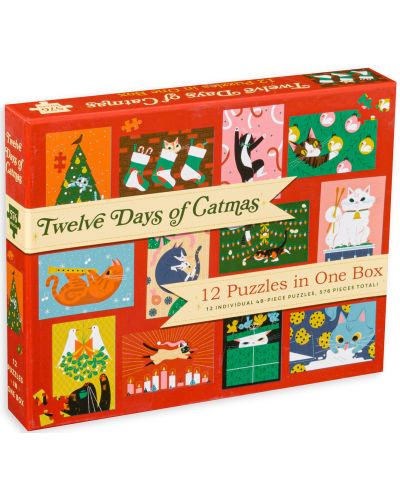 Коледен календар Chronicle books от 12 х 48 части - 12 Коледни котешки дни - 1
