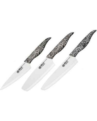 Комплект от 3 ножа Samura - Inca, черно-бяла дръжка - 1