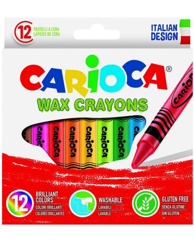 Комплект измиваеми пастели Carioca - Wax crayons, 12 цвята - 1