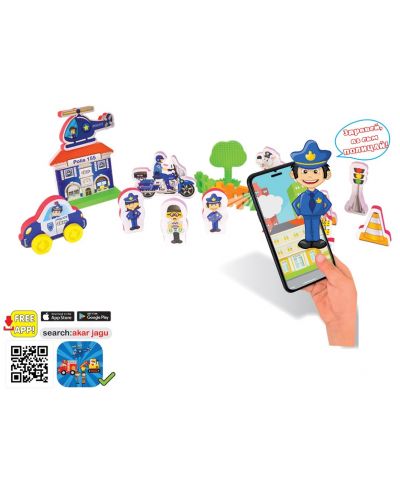 Комплект говорещи играчки Jagu - Полицейски участък, 18 части - 2