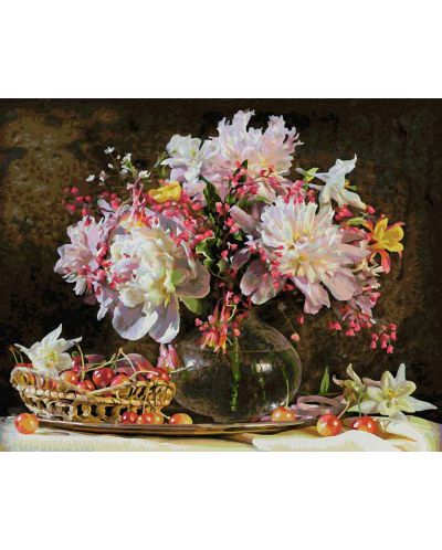 Комплект за рисуване по номера Schipper - Букет от цветя и череши - 2