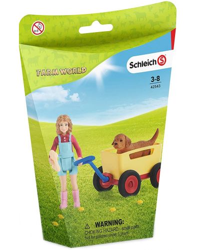 Комплект фигурки Schleich Farm Life - Момиче с куче и количка - 2