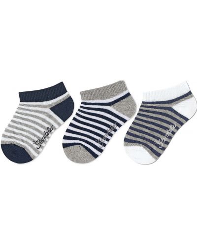 Kомплект детски чорапи Sterntaler - Синьо райе, 17/18 размер, 6-12 м, 3 чифта - 1