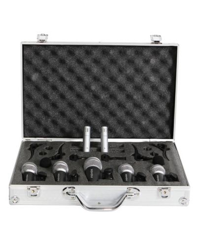 Комплект микрофони за барабани Novox - Drum Set, сребрист/черен - 1