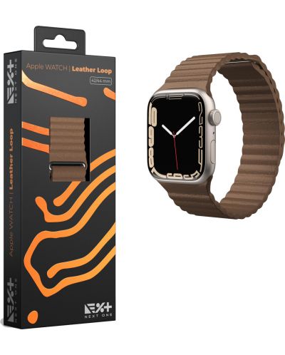 Каишка Next One - Loop Leather, Apple Watch, 42/44 mm, кафява - 4