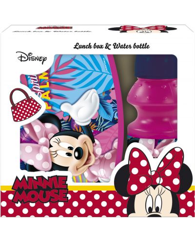 Комплект Derform Minnie Mouse - Spring Palms, бутилка и кутия за храна - 1