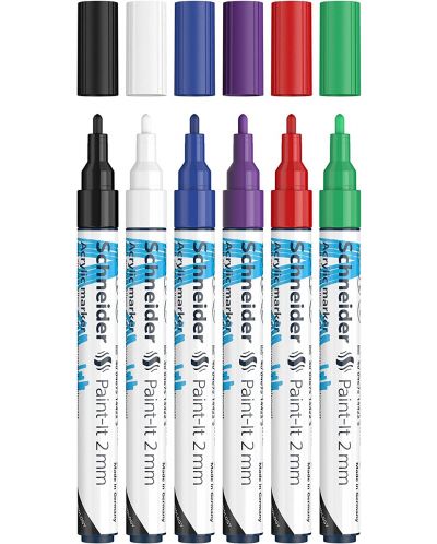 Комплект акрилни маркери Schneider Paint-It 310 - 2 mm, 6 цвята - 2