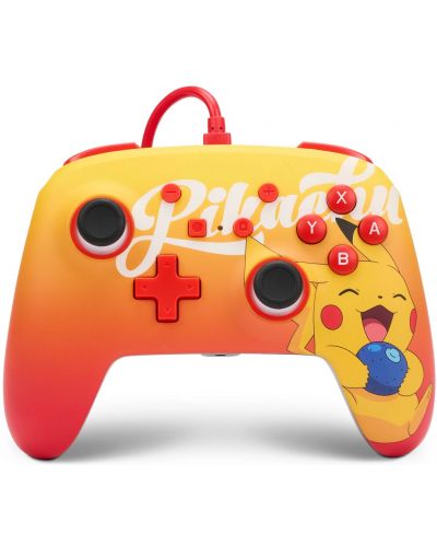 Контролер PowerA - Enhanced, жичен, за Nintendo Switch, Pokemon: Oran Berry Pikachu - 1