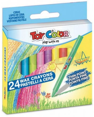 Комплект восъчни пастели Toy Color - 24 цвята - 1