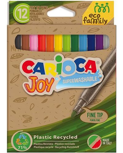 Комплект флумастери Carioca Joy - Eco Family, 12 цвята - 1