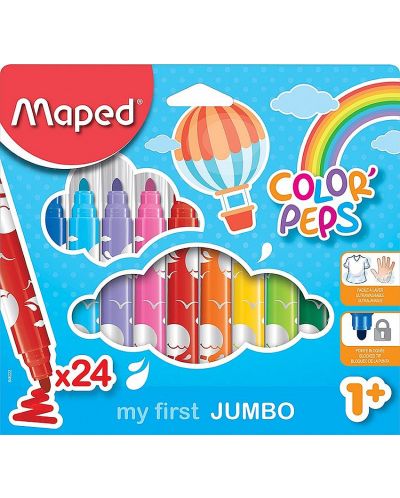 Комплект джъмбо флумастери Maped Color Peps - Early Age, 24 цвята - 1