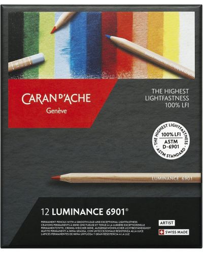 Комплект цветни моливи Caran d'Ache Luminance 6901 - 12 цвята - 1