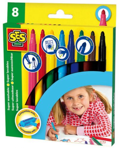 Комплект от 8 цвята маркери SES Creative - Marker pens