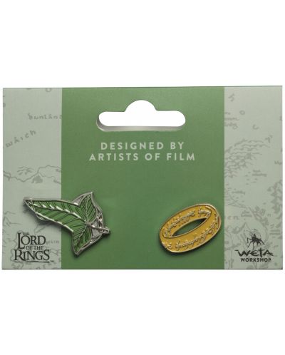 Комплект значки Weta Movies: The Lord of the Rings - Elven Leaf & One Ring - 4
