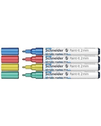 Комплект металически маркери Schneider Paint-It - 011, 2.0 mm, 4 основни цвята - 1