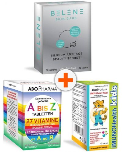 Комплект А до Z + Silicium Anti-Age + Imunohealth Kids, 60 + 30 таблетки + 100 ml, Abo Pharma - 1