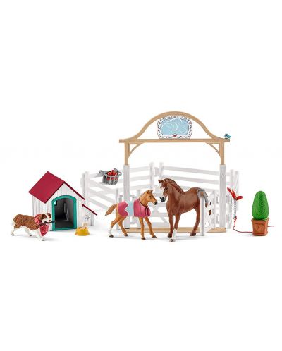 Комплект фигурки Schleich Farm World Horses - Кончетата на Хана и кучето Руби - 1