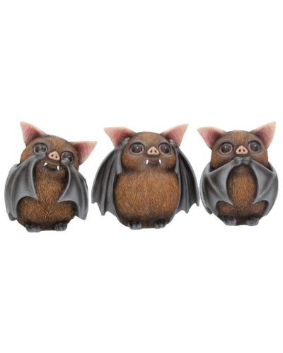 Комплект статуетки Nemesis Now Adult: Humor - Three Wise Bats, 8 cm - 1