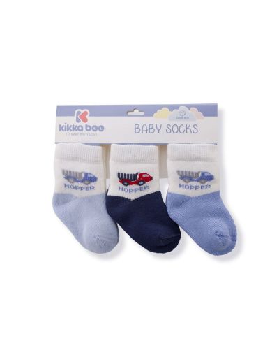 Комплект бебешки термо чорапи KikkaBoo Hooper - Памучни, 2-3 години, 3 чифта, сини