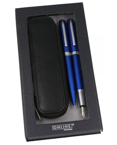 Комплект писалка и химикалка Online Eleganza - Satin Blue - 2