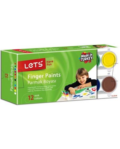 Комплект за рисуване с пръсти Let's - 12 цвята - 1