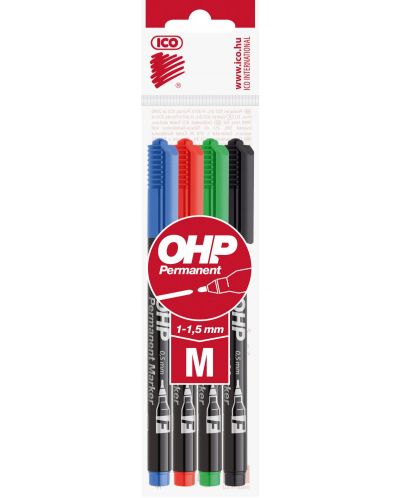Комплект OHP маркери Ico - 4 цвята, F, 0.5 mm - 1