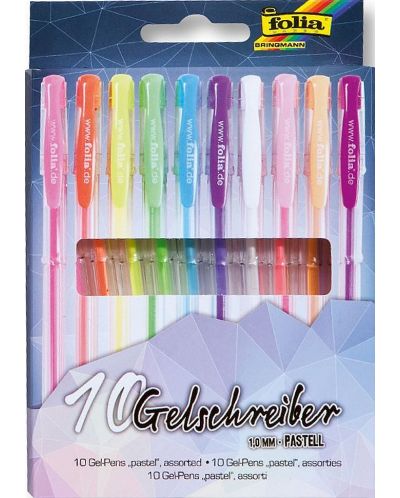 Комплект гел-химикалки Folia - Пастелни цветове, 10 броя - 1