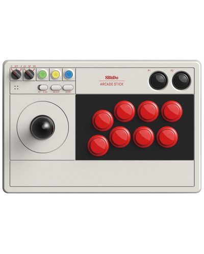 Безжичен контролер 8BitDo - Arcade Stick, бял (Nintendo Switch/PC) - 1